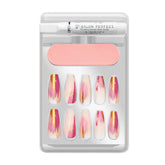 A front view of Salon Perfect Modern Art Coffin Copper Paint Artificial Nail Set with nail file and professional nail glue out of packaging
